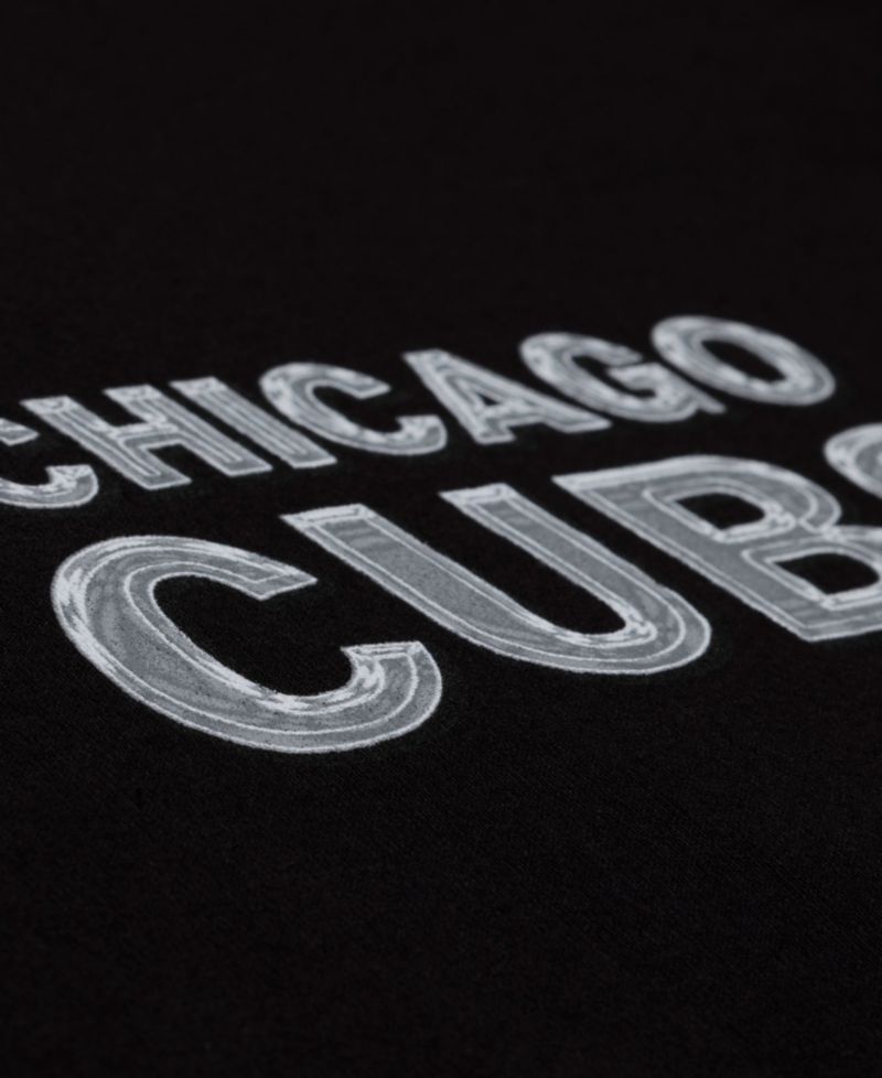 Men's Mitchell Ness Black Chicago Cubs Chrome Heritage T-Shirt
