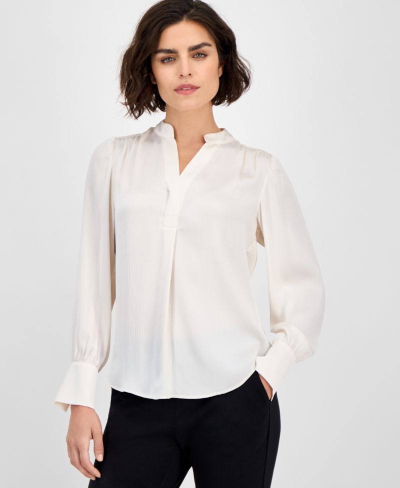Petite Split-Neck Blouse