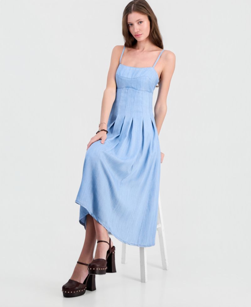 Women's Bria Chambray Midi Pleated Dress