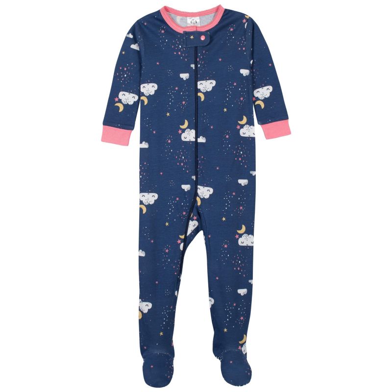 Baby Girls 4-Pack Snug Fit Footed Cotton Pajamas, Unicorns and Cats, 24 Months