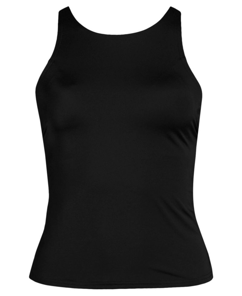 Women's D-Cup Tugless High Neck Strappy Back Tankini Swimsuit Top