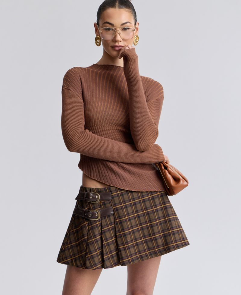 Women's Long-Sleeve Radial Rib Sweater
