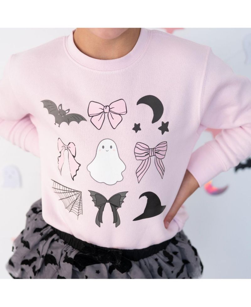 Girls' 4-16 Spooky Coquette Halloween Crewneck Long-Sleeve Cotton-Blend Sweatshirt