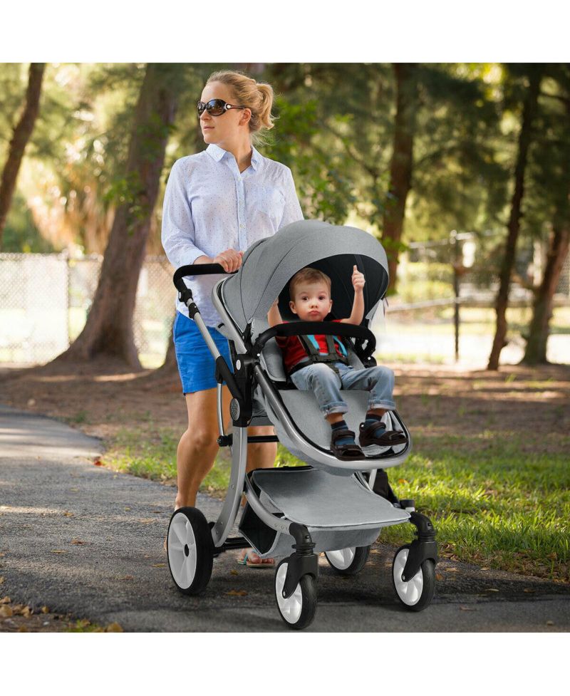 Folding Aluminum Infant Bassinet Reversible Baby Stroller
