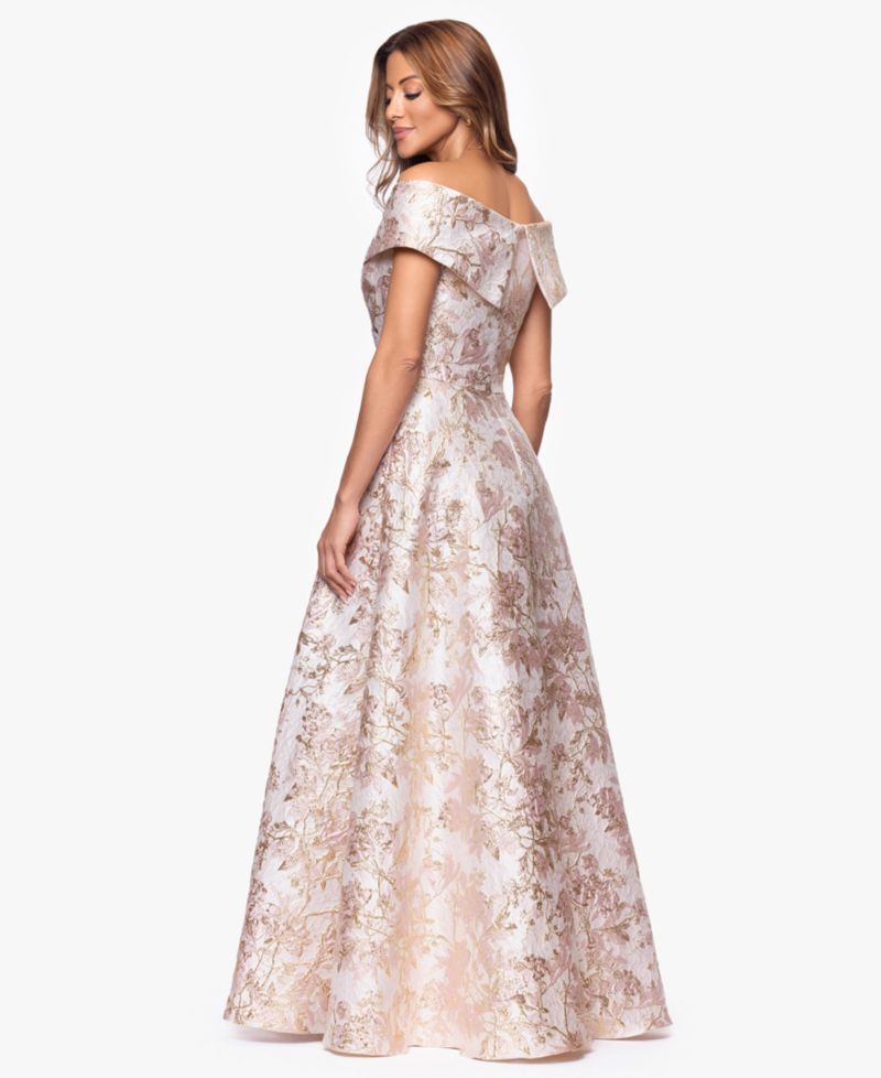 Petite Sweetheart-Neck Metallic-Jacquard Ball Gown