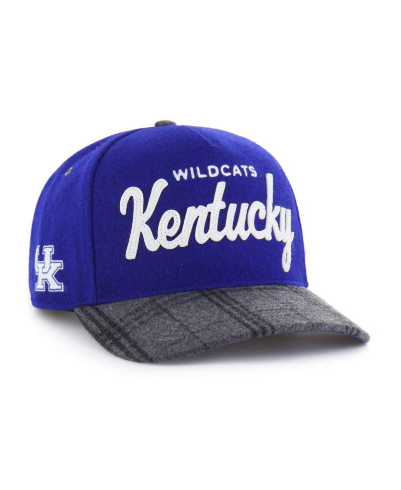 Men's and Women's Royal Kentucky Wildcats Windowpane Plaid Collection Hitch Adjustable Hat