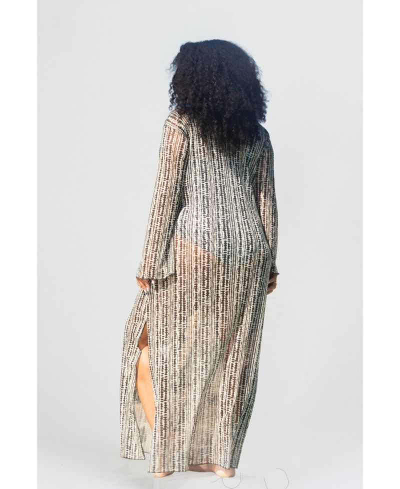 Plus Size Sheer Spot-Print Kaftan