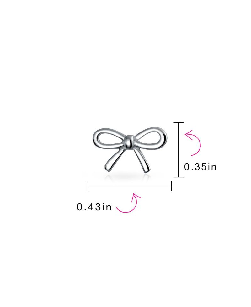Dainty Ribbon Bow Stud Earrings Rose Gold Plated .925 Sterling Silver