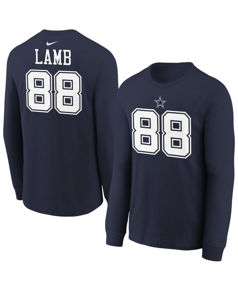 Big Boys and Girls CeeDee Lamb Navy Dallas Cowboys Player Name & Number Long Sleeve T-Shirt