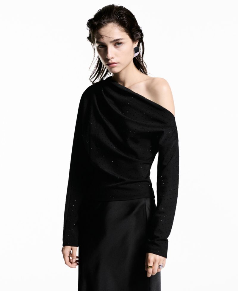 Women's Asymmetrical Sequined Blouse