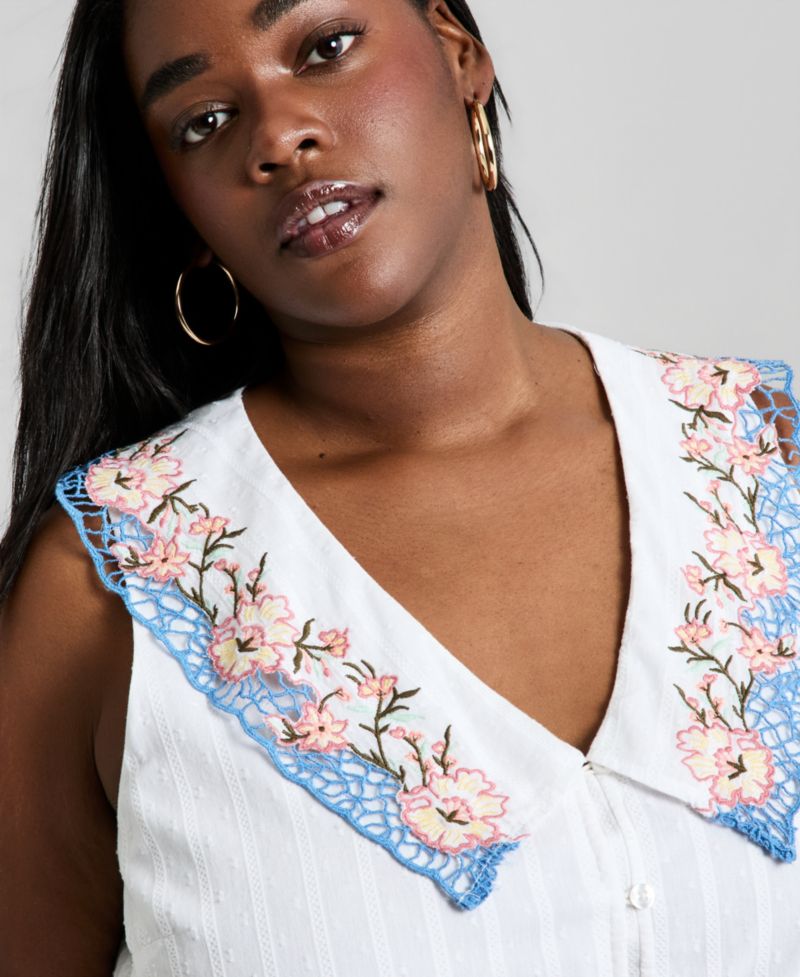 Trendy Plus Size Cotton Embroidered Dress