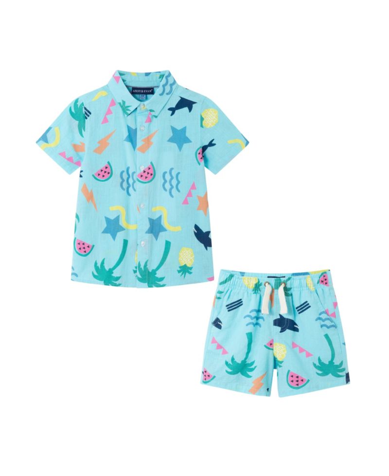 Toddler Boys Toddler/Child Beach Print Buttondown Set