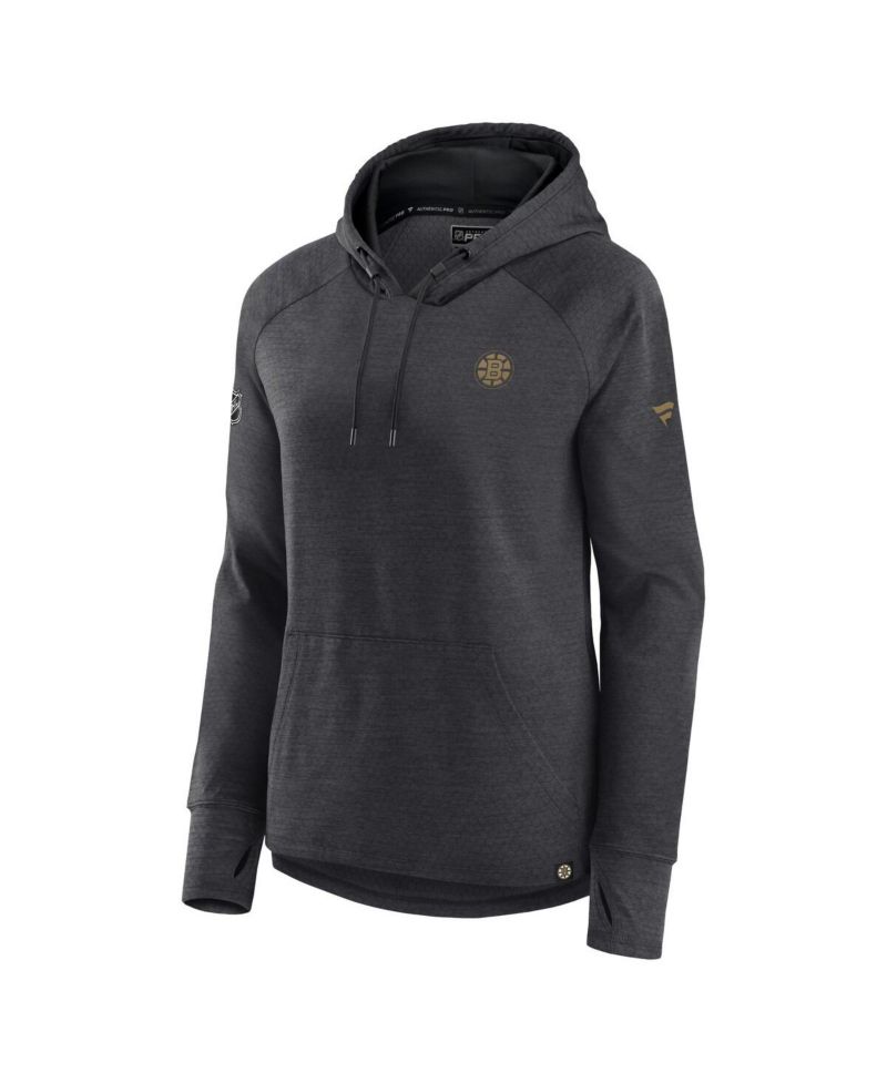 Women's Heather Charcoal Boston Bruins Authentic Pro Pullover Hoodie