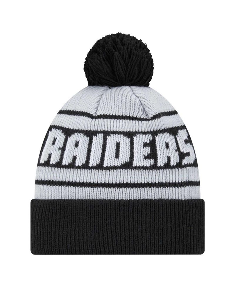 Big Boys and Girls Black Las Vegas Raiders Main Cuffed Knit Hat with Pom