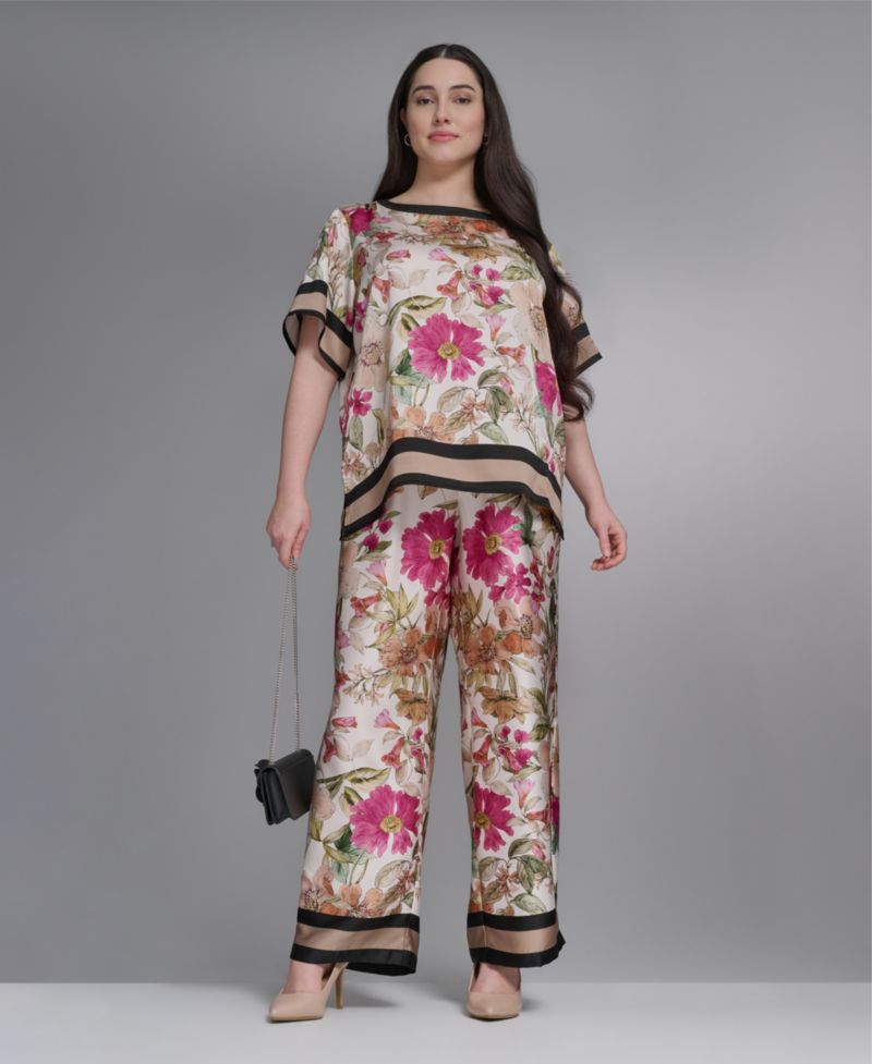 Plus Size High-Rise Floral Printed Pants