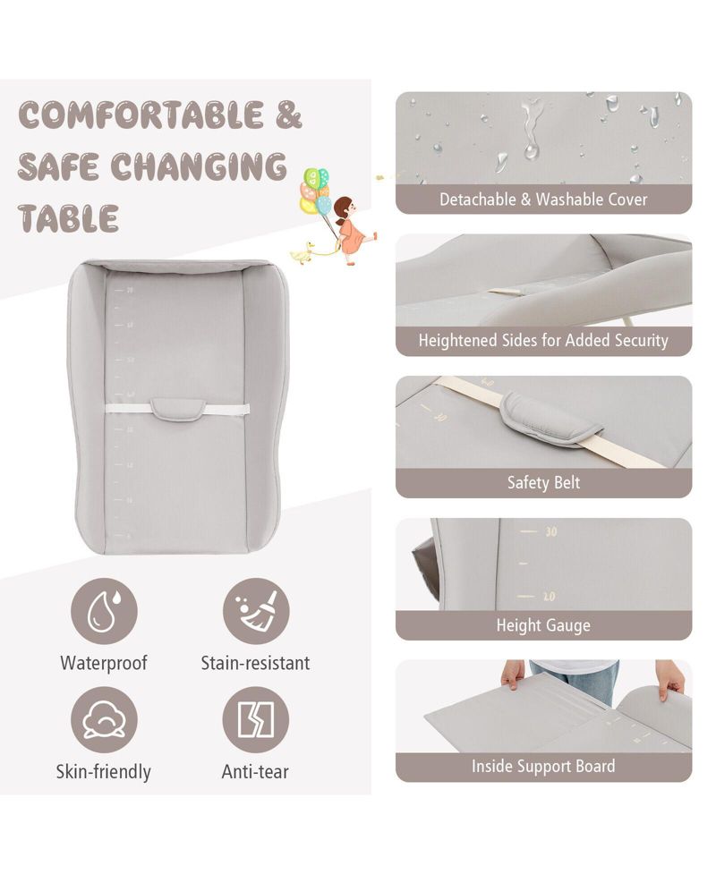 Portable Baby Changing Table with Water Basin and Rolling Wheels for Nursery