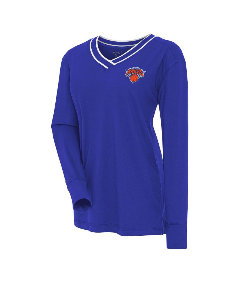 Women's Blue New York Knicks Symbolic Long Sleeve V-Neck Top