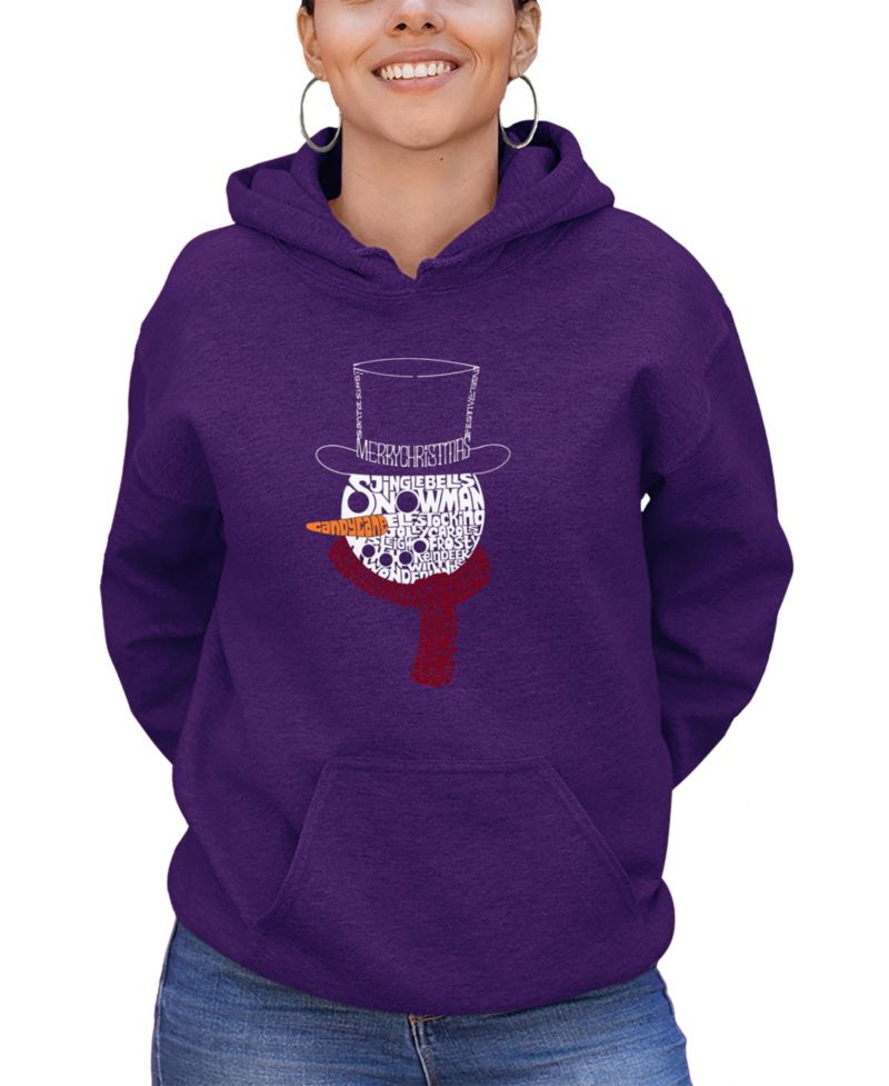 Women's Snowman Face Word Art Long-Sleeve Sweatshirt