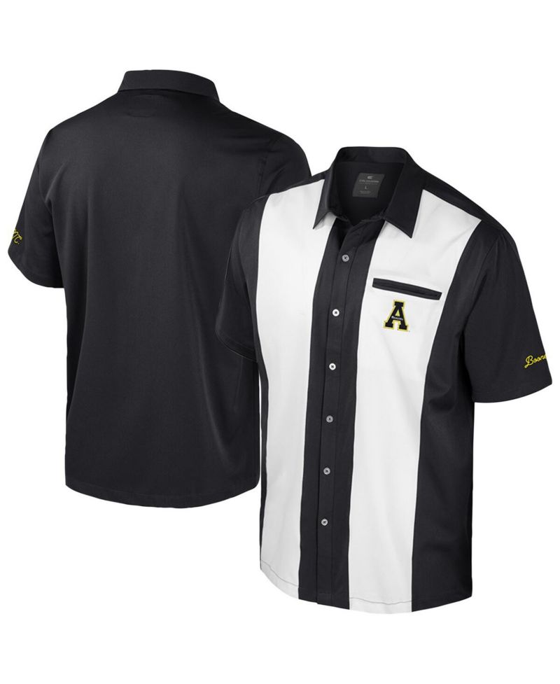 Men's Black Appalachian State Mountaineers Strike Bowling Button-Up Shirt