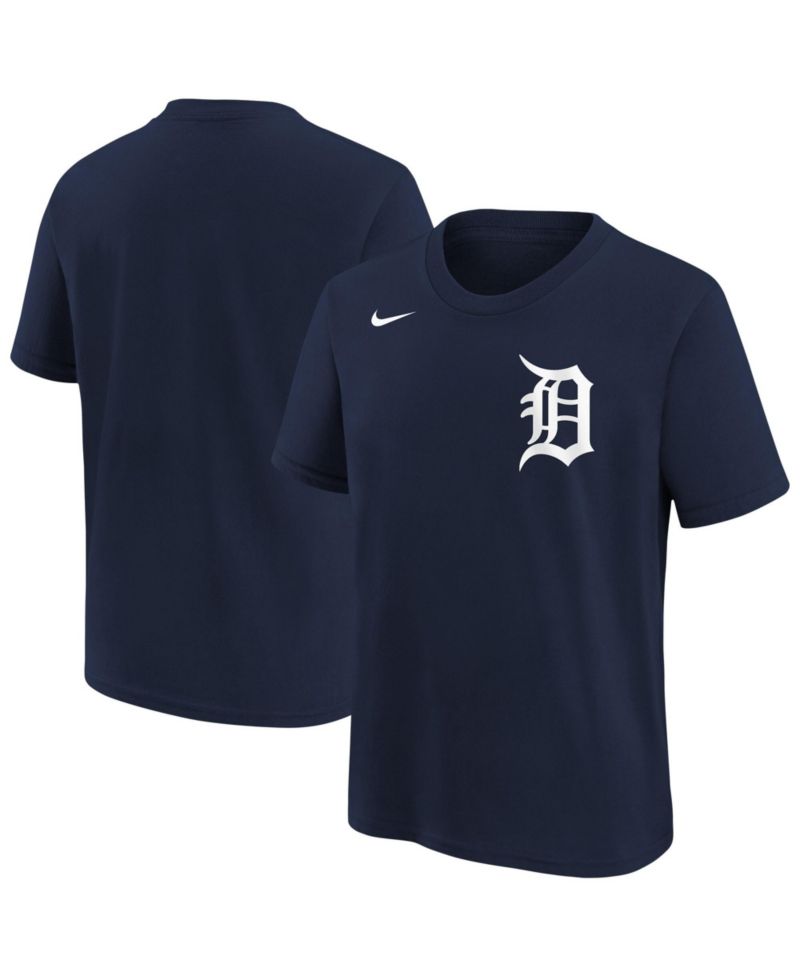Big Boys and Girls Athletic Navy Detroit Tigers Wordmark T-Shirt