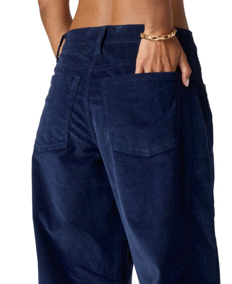 Juniors' Stretch-Corduroy Barrel-Leg Pants