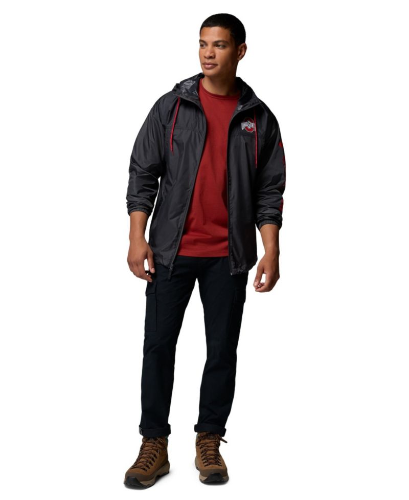 Men's Black Ohio State Buckeyes Flash Challenger II Full-Zip Hooded Windbreaker