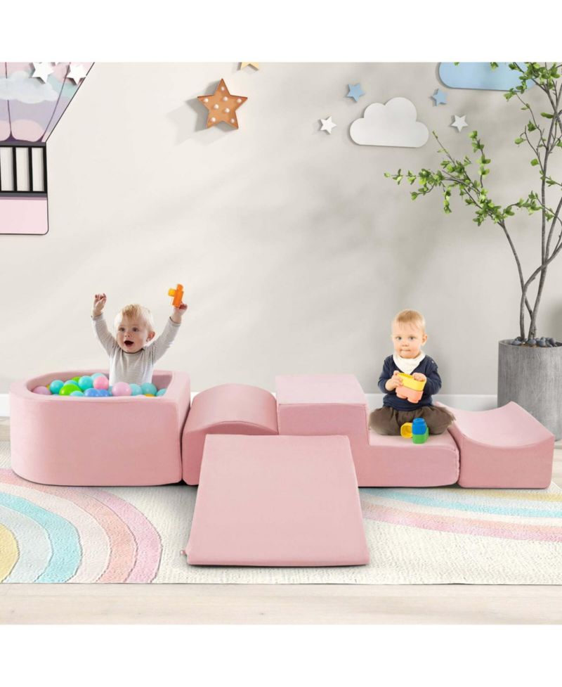 5PCS Climb and Crawl Playset with Ball Pit for Kids Zippers for