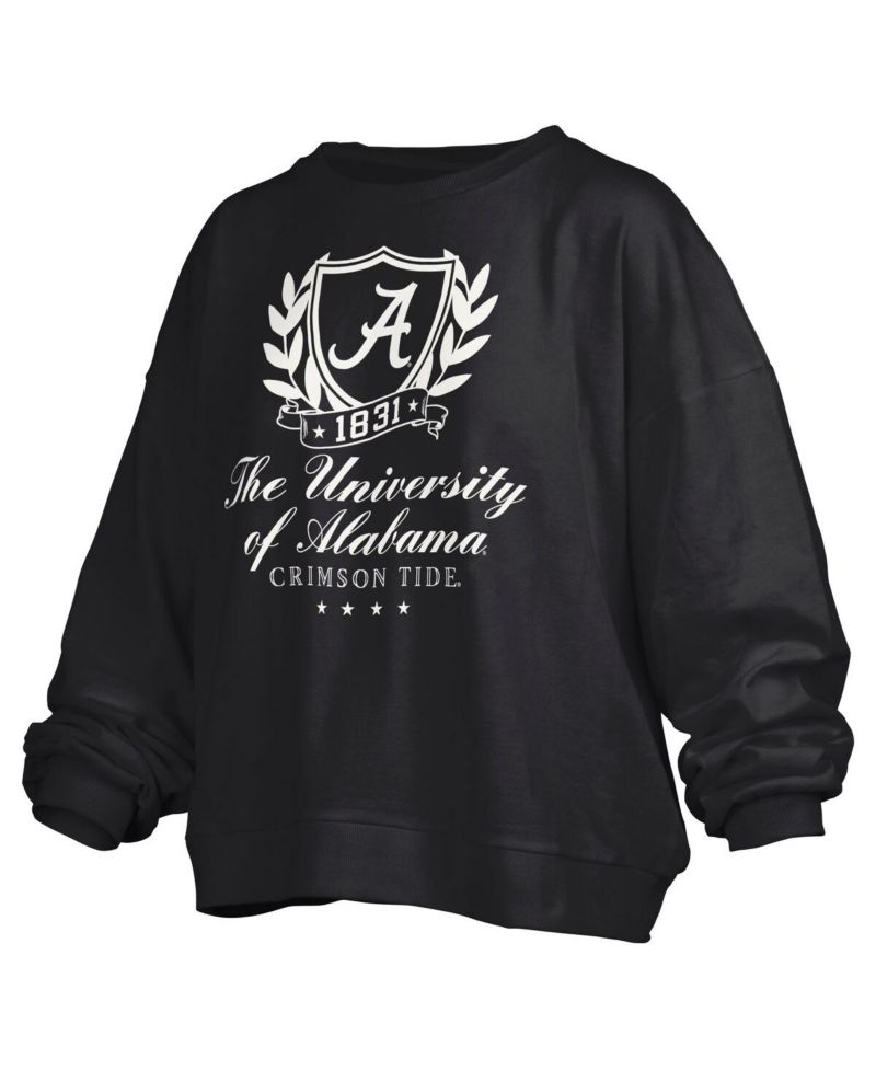 Women's Black Alabama Crimson Tide Big Aug Script Janice Oversized Pullover Sweatshirt
