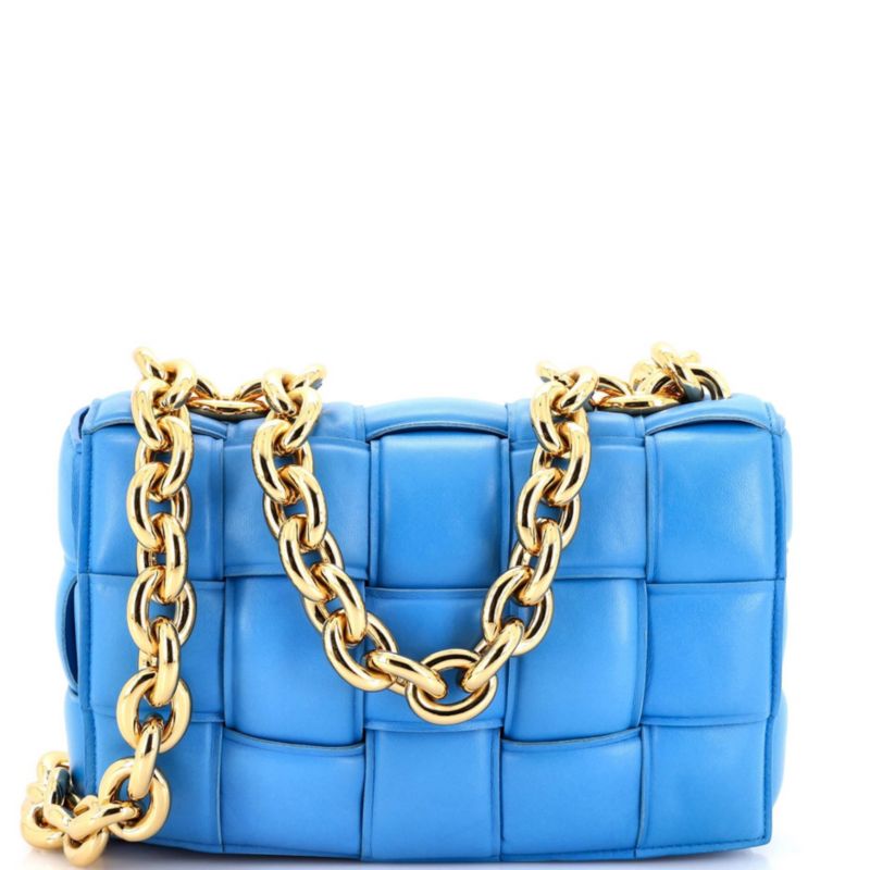 Cassette Chain Crossbody Bag Padded Maxi Intrecciato Leather