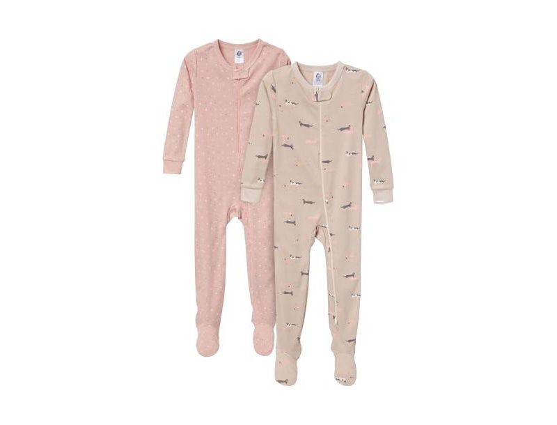 Baby Gender Neutral Snug Fit Footed Pajamas, 2-Pack, Dog