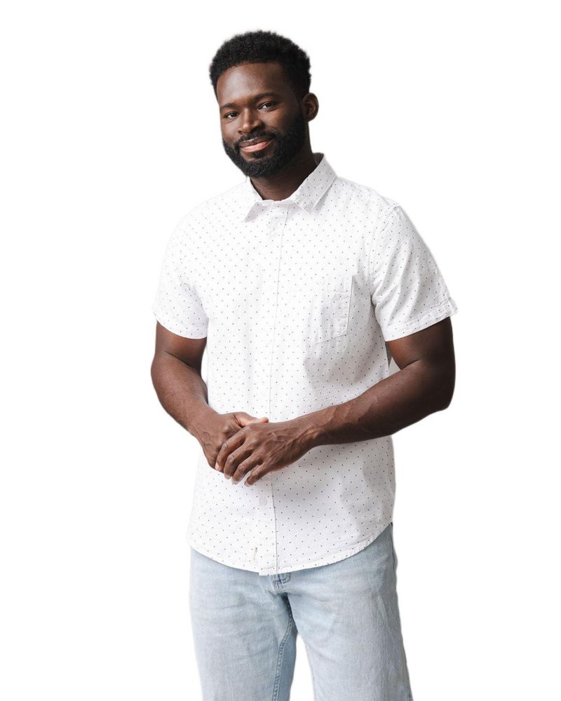 Hope and Henry Men's Organic Short Sleeve Seersucker Shirt