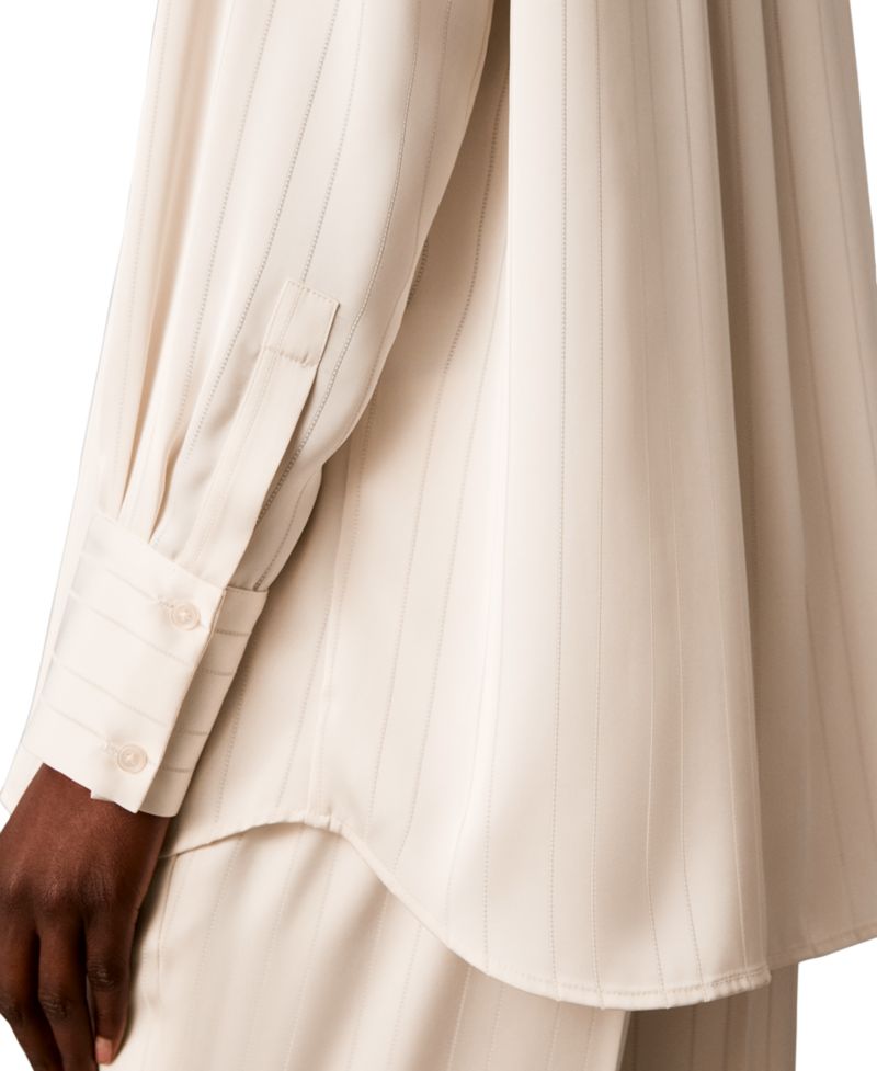 Women's Satin-Stripe Long-Sleeve Blouse