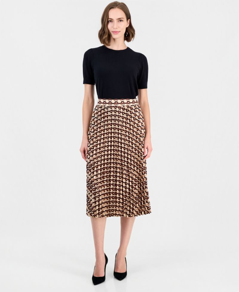 Women's Pleated A-Line Midi Skirt