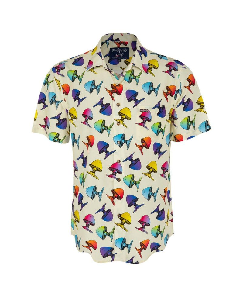 Men's Cream The Allman Brothers Band Rainbow Mushroom Button-Down Shirt