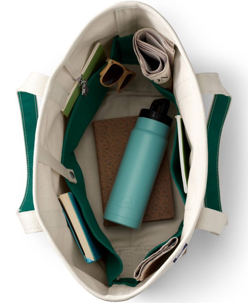 Large Print 5 Pocket Open Top Long Handle Canvas Tote Bag
