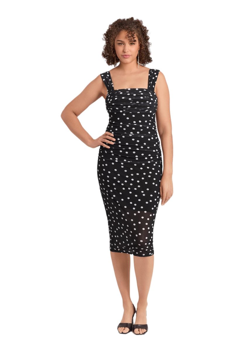 Women's Draped Mesh Sculpting Midi Dress