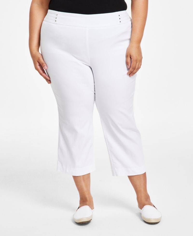 Plus Size Tummy Control Pull-On Capri Pants