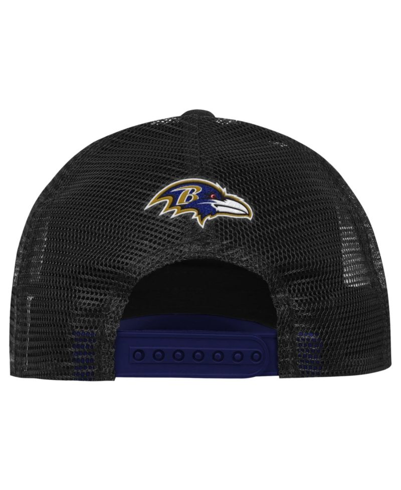 Big Boys and Girls Black/Purple Baltimore Ravens Handoff Foam Adjustable Trucker Hat