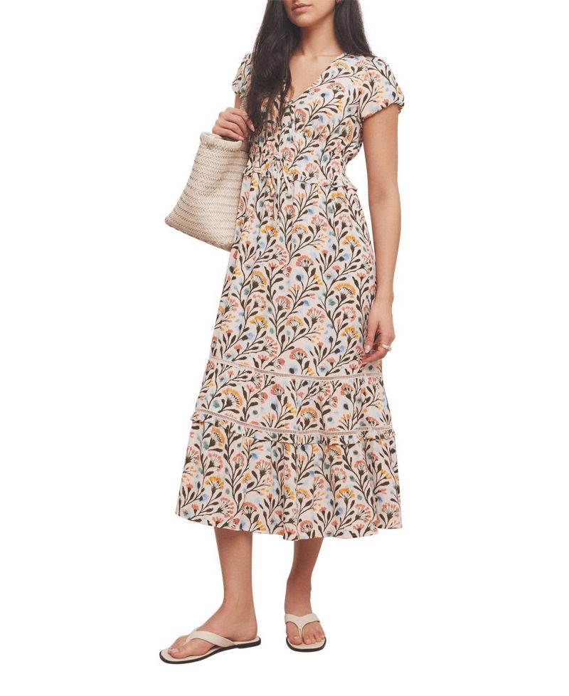 Women's Floral Print V-Neck Midi Dress