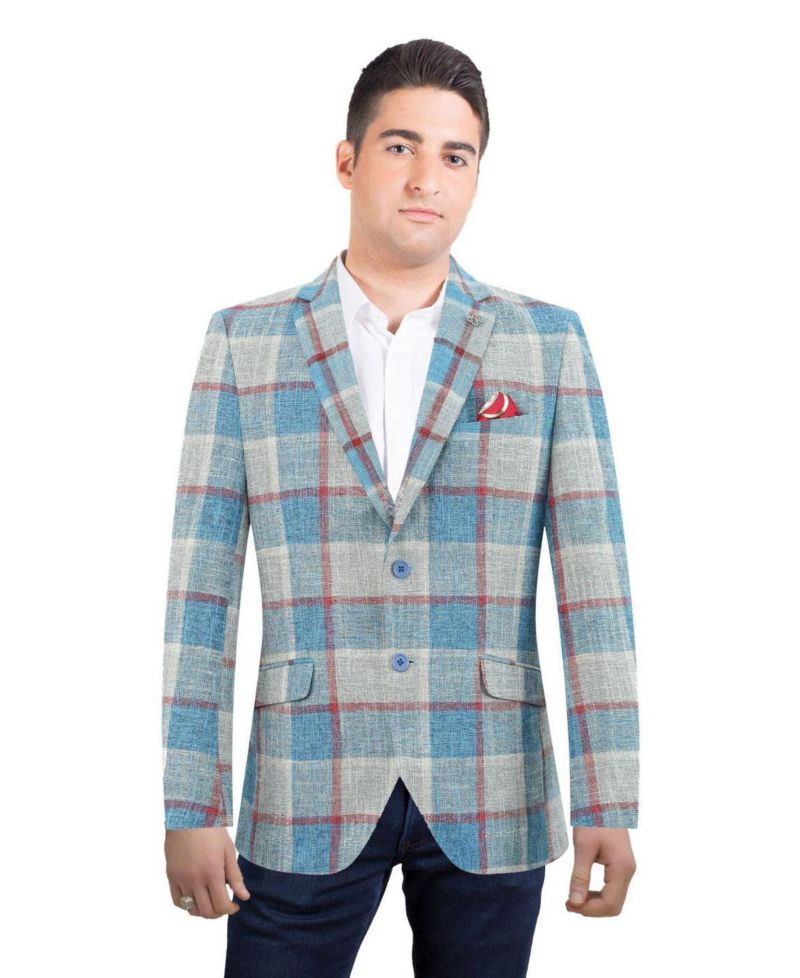 Men's Slim Fit Plaid Sports Blazer
