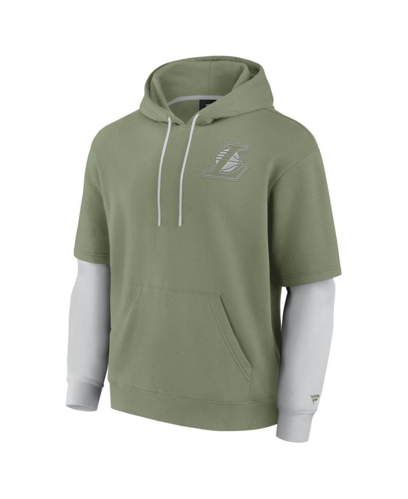 Men's Olive Los Angeles Lakers Elements Sleek Pullover Hoodie