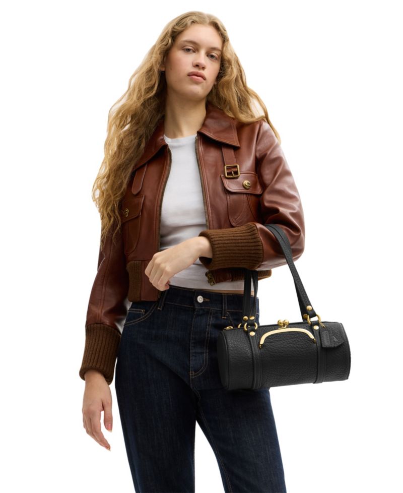 Originals Kisslock Medium Pebble Leather Barrel Bag 28