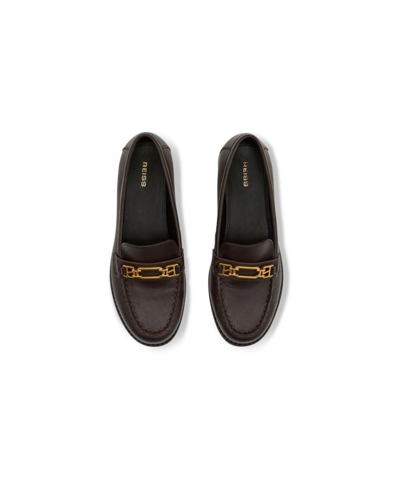 Men's Hardware Leather Almond-Toe Loafers