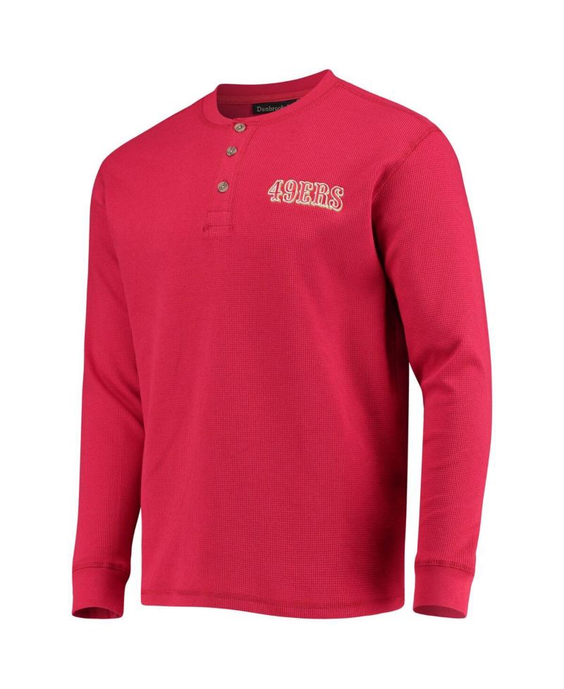 Men's Scarlet San Francisco 49ers Logo Maverick Thermal Henley Long Sleeve T-shirt