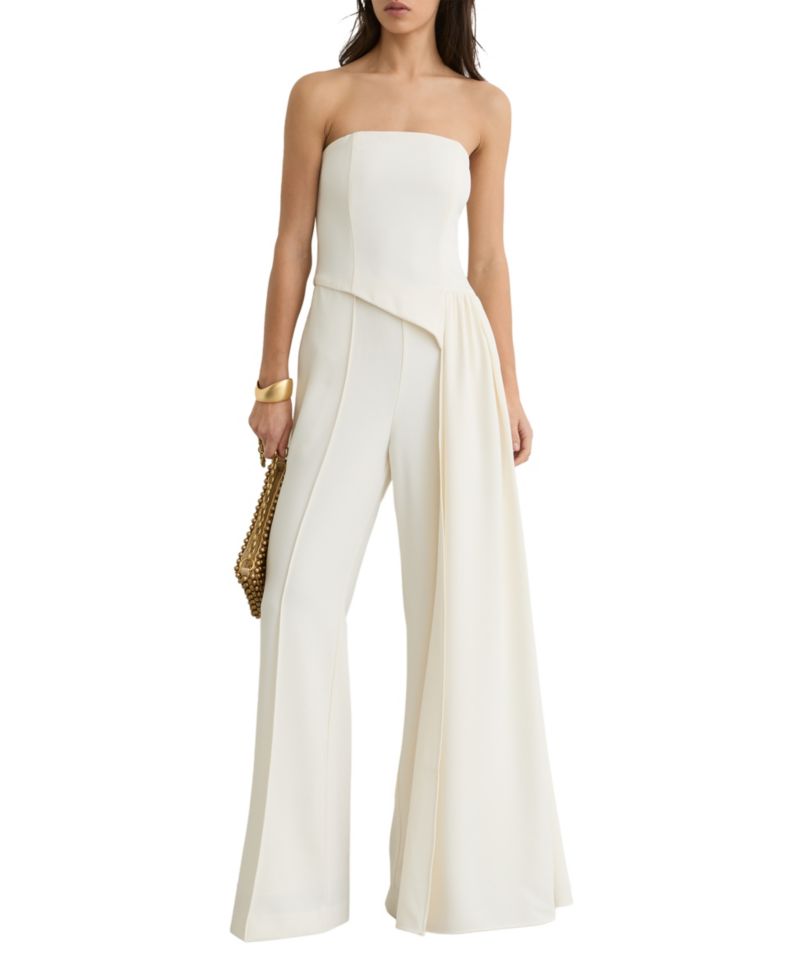 Women's Strapless Drape Wide-Leg Jumpsuit