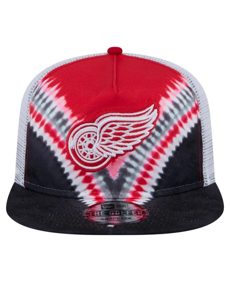 Men's Black/Red Detroit Red Wings Throwback V-Dye Adjustable Golfer Hat