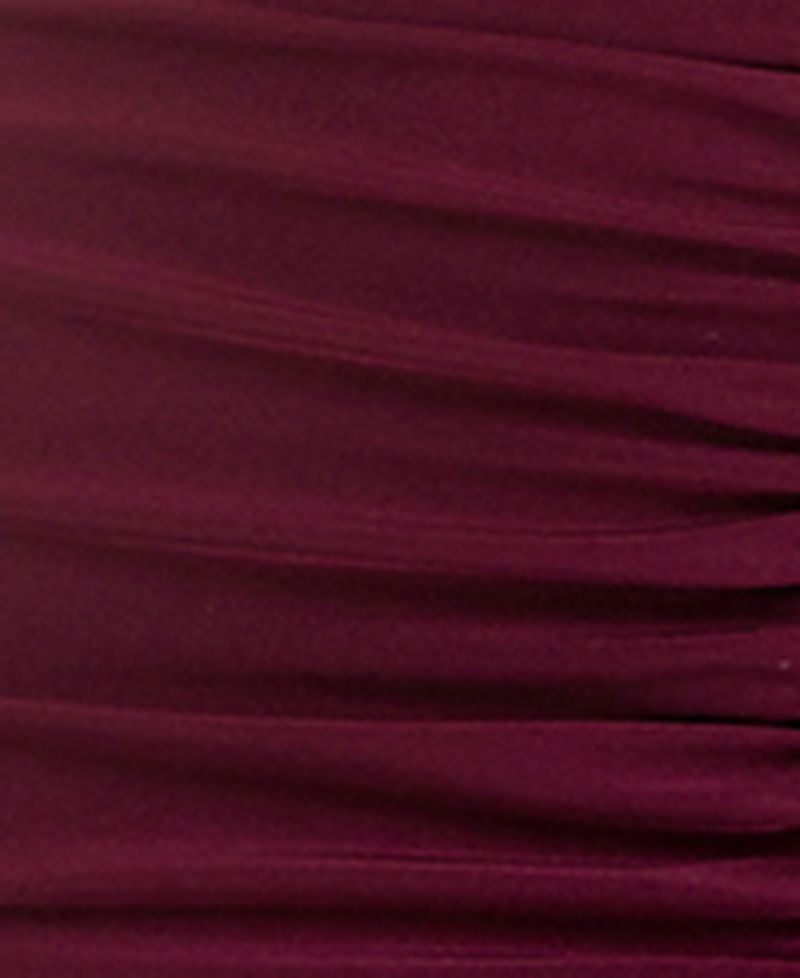 Juniors' Side-Slit Criss Cross Illusion Gown