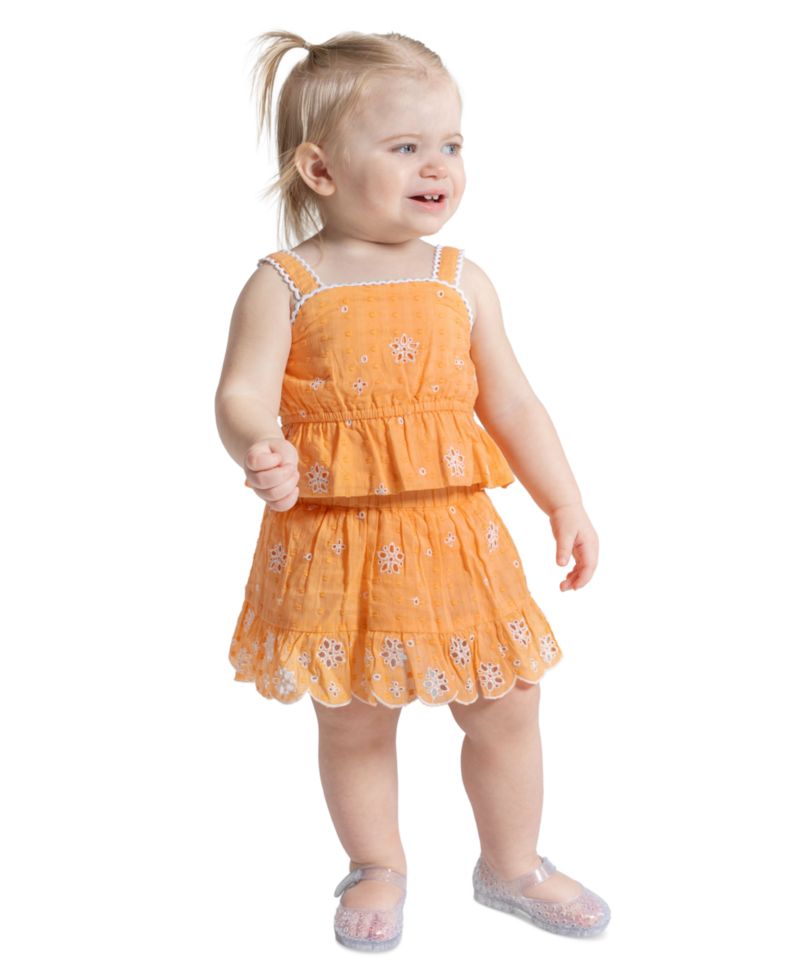 Baby Girls' Sleeveless Eyelet Tank Top and Skort, 2-Piece Set