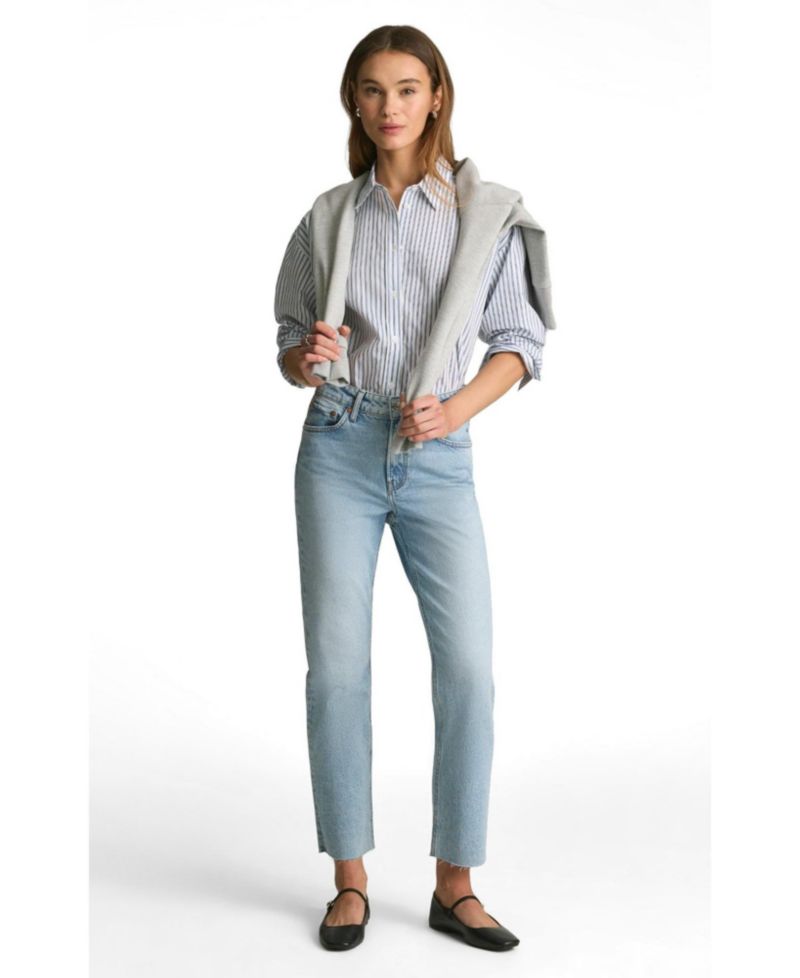 Women's New York High Rise Straight Leg In Lt Brushed Classic Blue