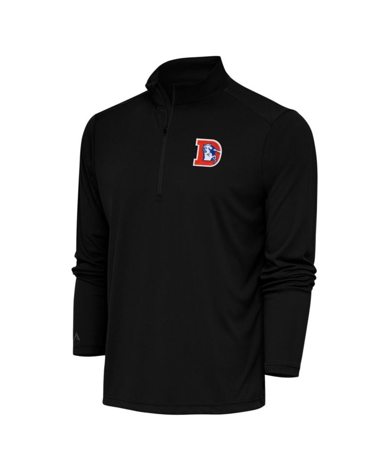 Men's Black Denver Broncos Team Logo Throwback Tribute Quarter-Zip Pullover